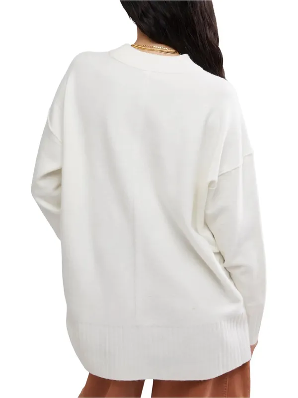 Free People Women’s Pullover Sweater in Stark White Size Medium NWT - Image 3