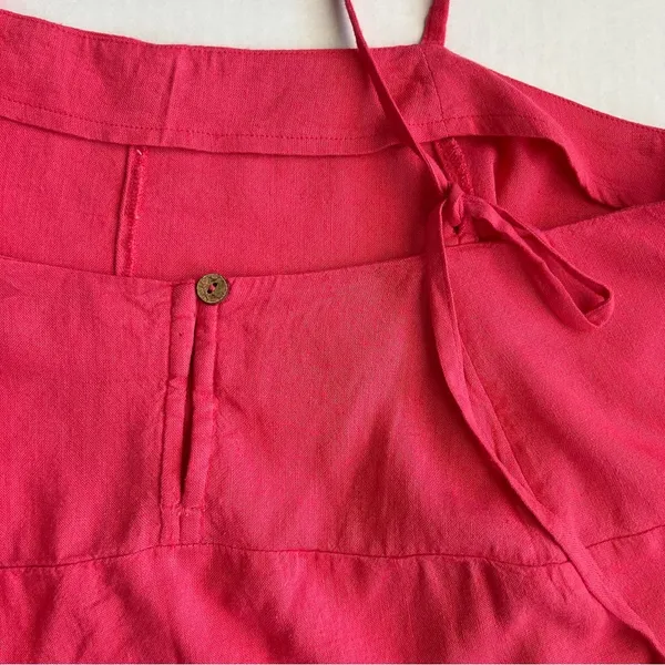 Free People Pink Linen Blend‎ Cropped Camisole Top Button Back Small NEW - Image 11