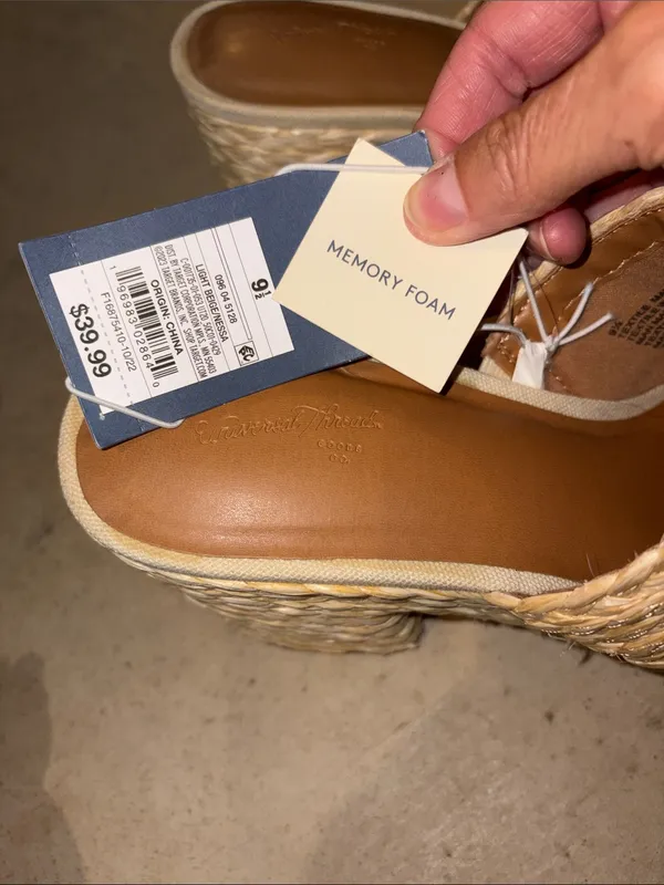 Universal Threads Natural Raffia Woven Platform Mule Wedges - Image 3