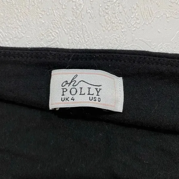 Oh Polly Black Long Sleeve Skater Mini Dress US 0 Coquette Party - Image 4
