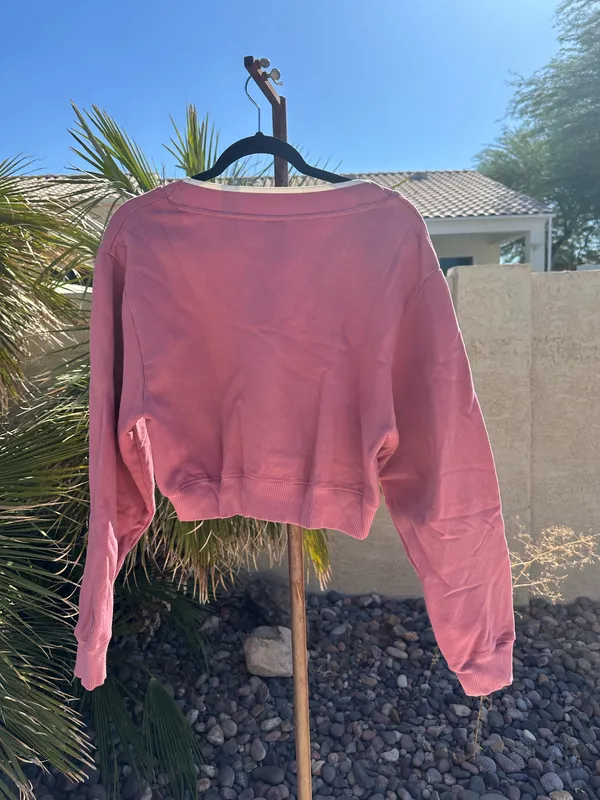 Victoria's Secret PINK V-Neck Cropped Sweatshirt - Image 3