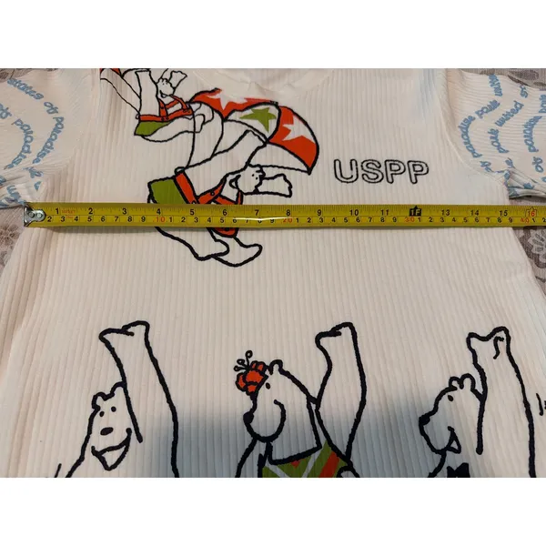Vintage 90s USPP All Over Print Ribbed Shirt Small Polar Bear Water Ski AOP - Image 4