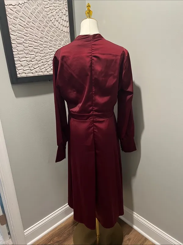 Chicwish Wine Burgundy Long-Sleeve Midi Dress - Image 5