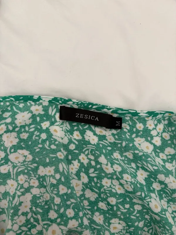 Zesica Women's Summer Bohemian Floral Printed Wrap V-Neck Beach Maxi Dress Green - Image 3