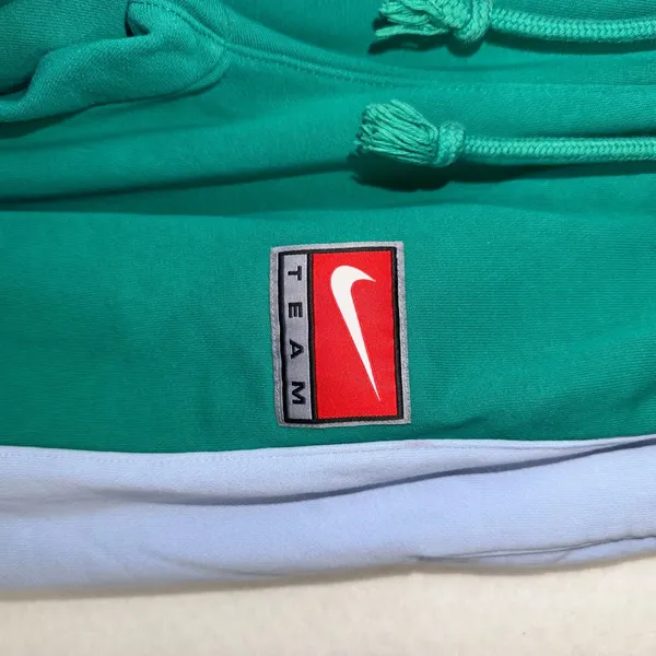 Nike Team Sweatpants XS Green Blue Colorblock Fleece Joggers Retro Athletic - Image 2