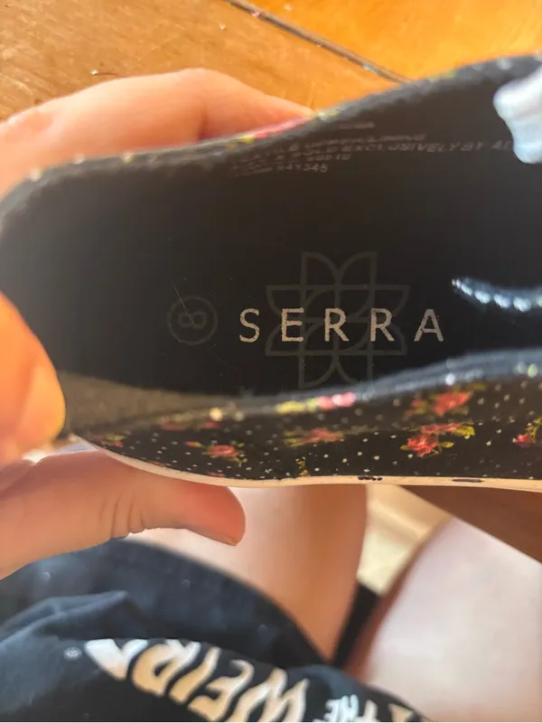 Serra womens floral polka dot canvas sneakers black 8 - Image 6