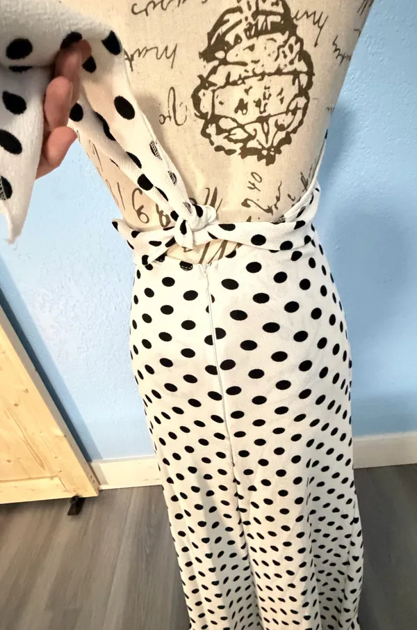 SHEIN Polka Dot Halter Maxi Dress with Rosette Accent - Size M (US 6) - Image 13
