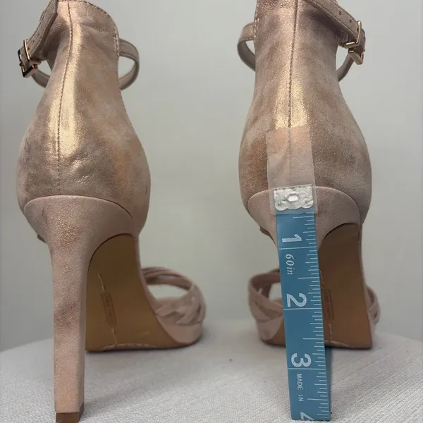 Vince Camuto Women’s size 8.5 Nude Metallic Ankle Strap 4” Heels Leather(B103)✨ - Image 9