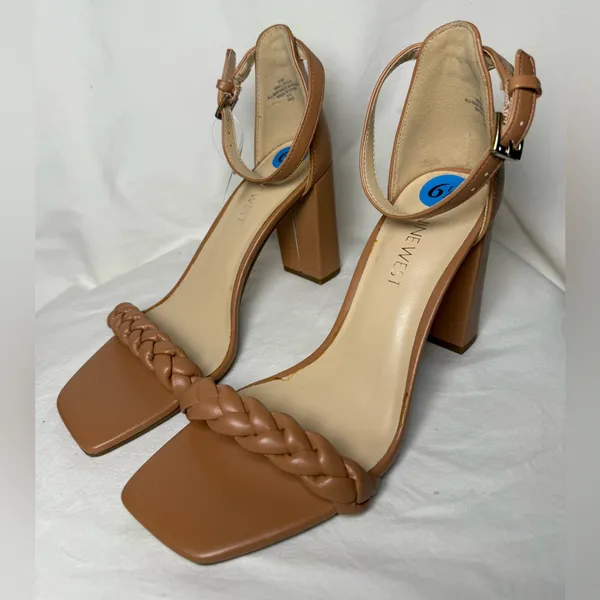 Nine West Allha 3 Braided Strap Chunky Heels in Macaroon Tan 6.5 - Image 6