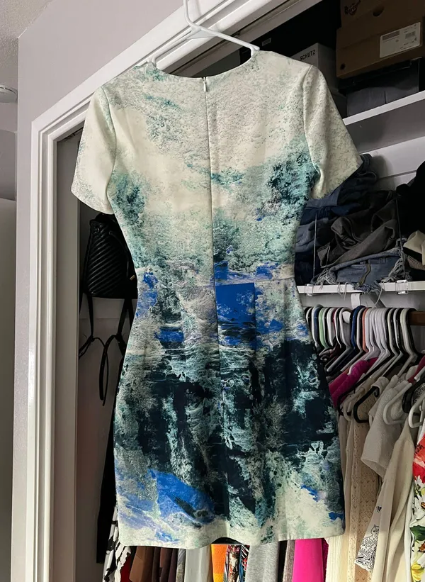 Bec + Bridge blue watercolor cut out short sleeve mini dress 4 - Image 5