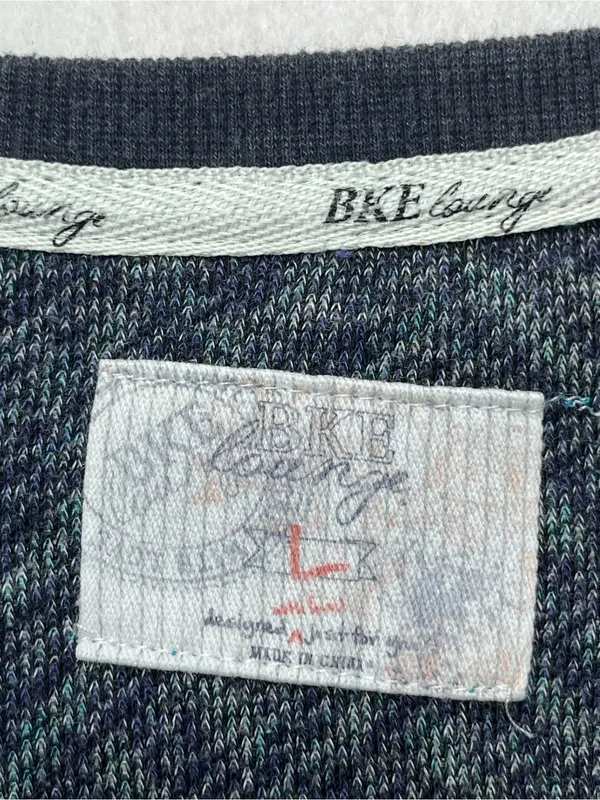 BKE Lounge Women's Blue Chevron Long Sleeve Scoop Neck Sweater Size Large - Image 8