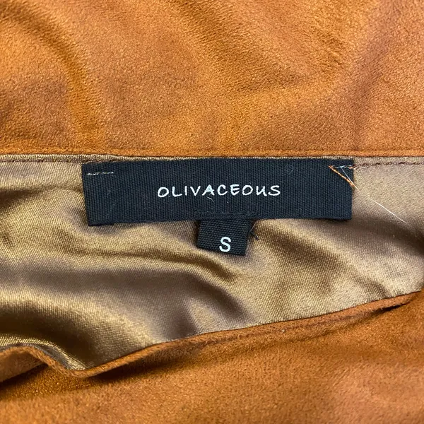 Olivaceous Faux Suede V-Neck Blouse Womens Size‎ S Brown Boho - Image 2