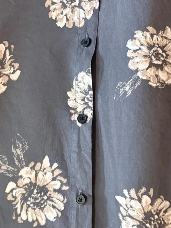 Abercrombie & Fitch Boy’s Short Sleeve Floral Shirt - Charcoal/Beige Sz 9 - Image 4