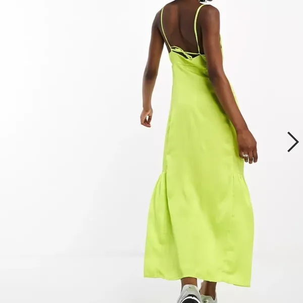 Bolongaro Trevor: Lime satin lace trim slip dress - Image 2
