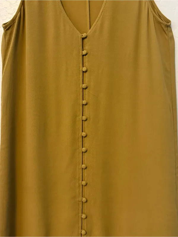Madewell heather button down sleeveless sheath dress in spiced olive XS NWOT - Image 6