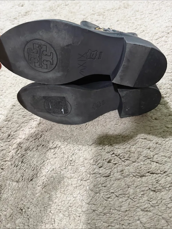 Tory Burch Black Bennie Buckle Moto Boots with Gold Hardware size 5 EUC - Image 7