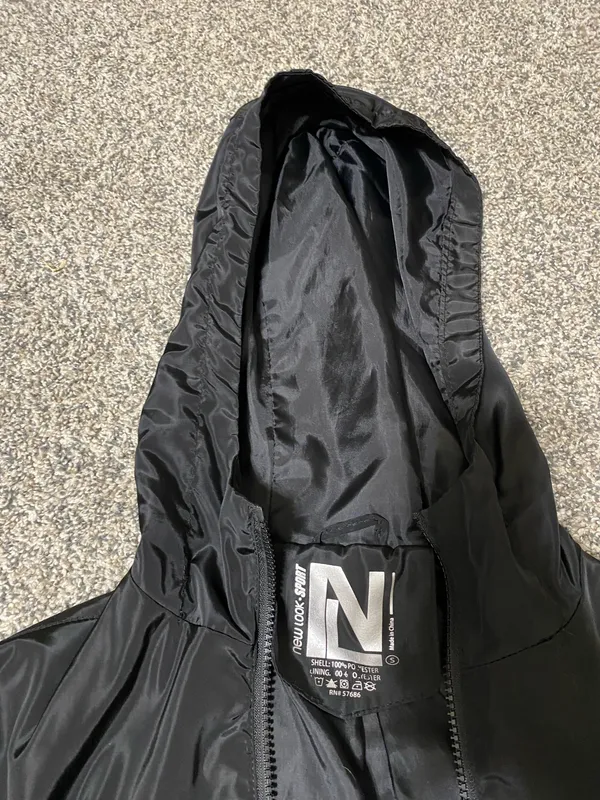 New Look Black Cinched Hooded Windbreaker Jacket - Image 7