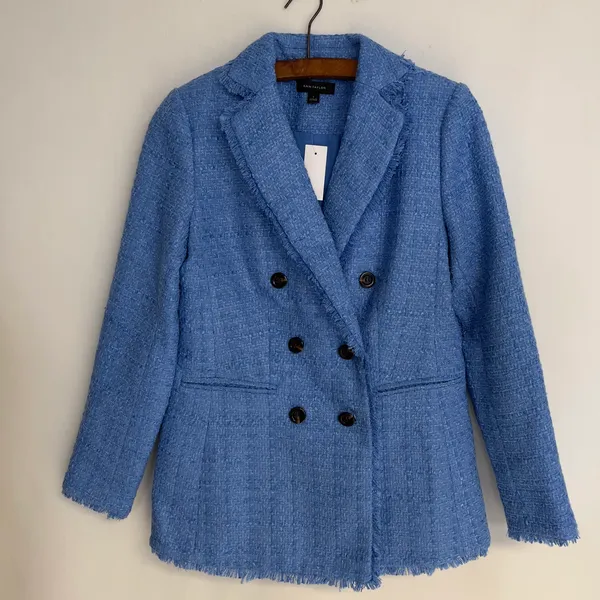 Ann Taylor Fringed Tweed Double Breasted Blazer NWT - Image 2