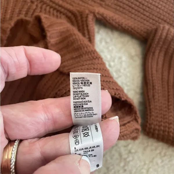 American Apparel Aslan Sweater Size Small Long Sleeve Crop Brown Light‎ Sweater - Image 5