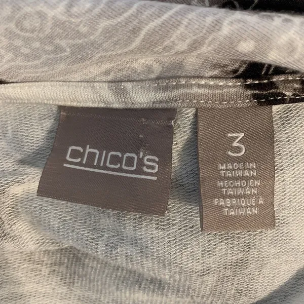 Chico's Womens Size Large Multicolor Printed Long Sleeve Stretch Blouse Top - Image 4