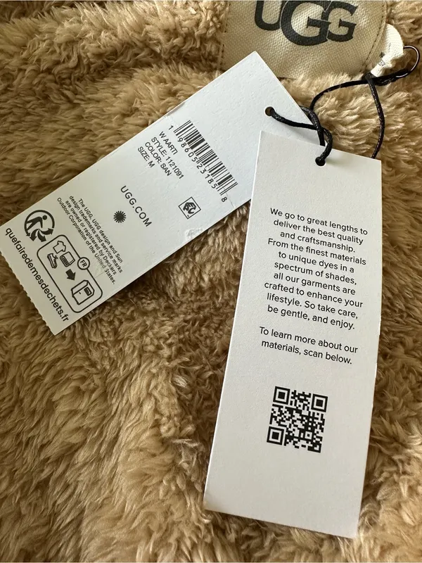 UGG Aarti Hooded Teddy Sherpa Fleece Robe in San Camel Beige NWT Sz. M - Image 14