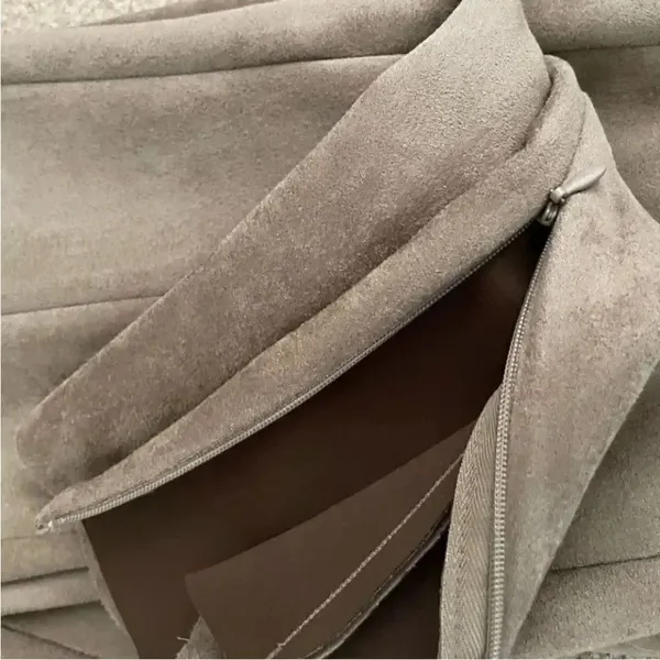 ZARA Faux Suede Legging Trouser Medium Camel Brown Seamed Ankle-Zip SZ M #1128 - Image 10