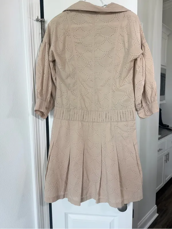 Soda Neutral Eyelet Button-Front Shirtdress - Image 3