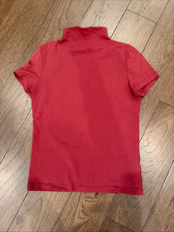 Madewell Women’s Short Sleeve Red Mock Neck Top Size Small - C27-170 - Image 2