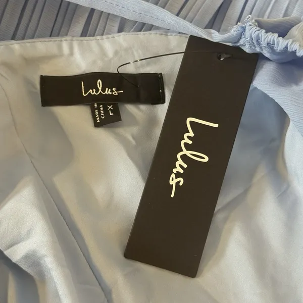 Lulus Amalfi Coast Light Blue Pleated Flutter Sleeve Mini Dress XL Coquette - Image 8
