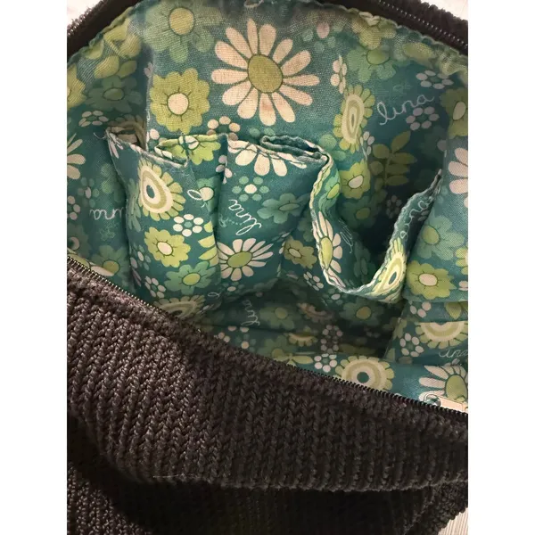 Lina Black Crochet Shoulder Bag Braided Strap Floral‎ Lining Hobo Handbag - Image 10