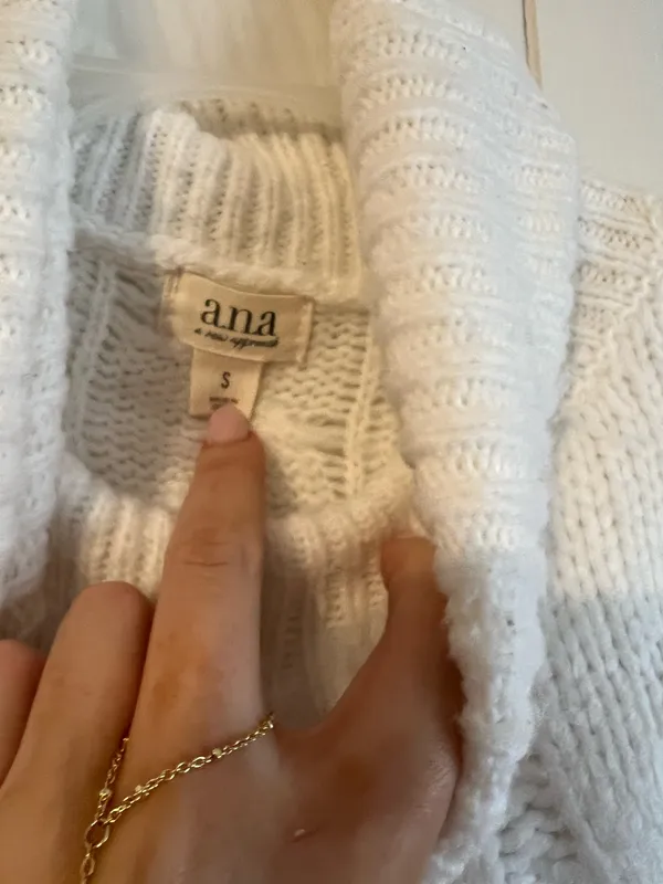 White Cable Knit Turtleneck Sweater - Image 2
