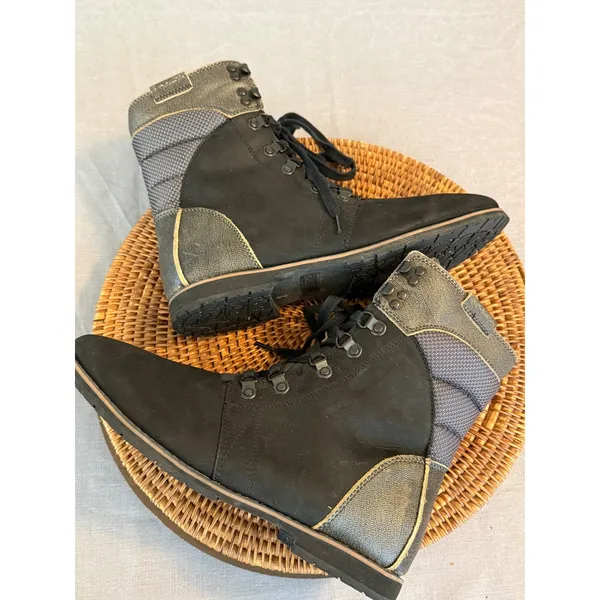 Columbia‎ Womens Lace Up Side Zip Combat Boots Black Grey Mixed Media Size 9.5 - Image 5