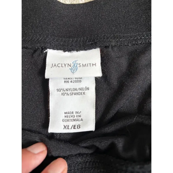 Jaclyn Smith Wide Leg Pants XL Black Slinky Knit Stretch Lounge Casual - Image 3