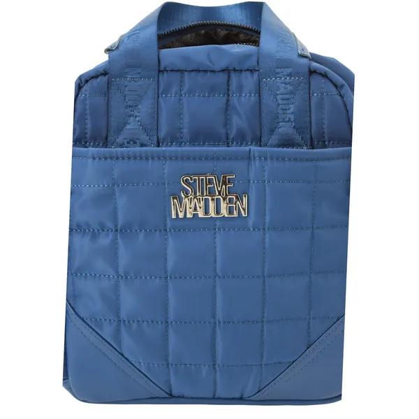 Steve Madden Royal Blue Quilted Nylon‎ Mini Backpack Logo Straps Silver Hardware - Image 2