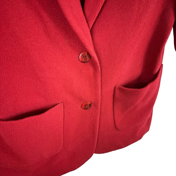 Eddie Bauer Vintage Red 100% Wool Lined Pea Coat Made In USA Women's Size Medium - Image 3
