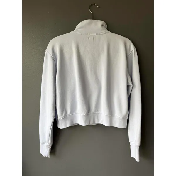 Aerie Light Blue Quarter-Zip Pullover Sweatshirt with Kangaroo Pocket - Image 2