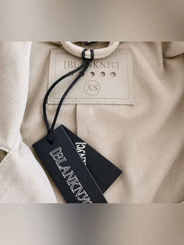 NWT BLANK NYC Womens Oversized Vegan Suede Trench Coat ~XS ~ Beige ~ GORGEOUS 🔥 - Image 8