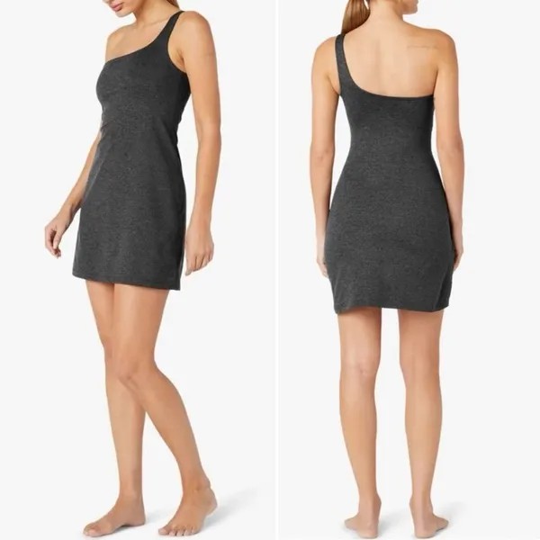 Beyond Yoga One Shoulder Athletic Dress Charcoal Black Size Medium Skort Tennis - Image 4
