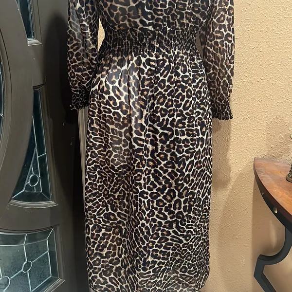 Zara long sleeve cheeta print dress - Image 7