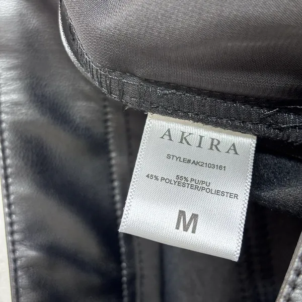 AKIRA Black PU Leather Mini Shorts Women’s Medium High Rise Y2K Clubwear Moto - Image 4