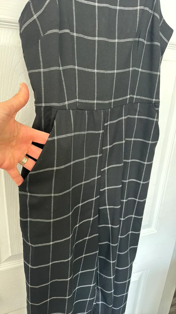 Black And White Windowpane Jumpsuit - Image 5