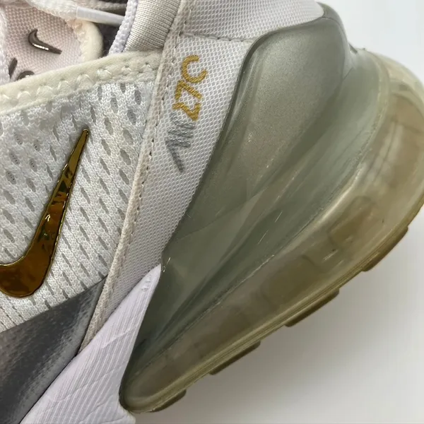 Nike Air Max 270 White Gold Womens Running Shoes‎ Sneakers Size 7 DM3080-100 - Image 7