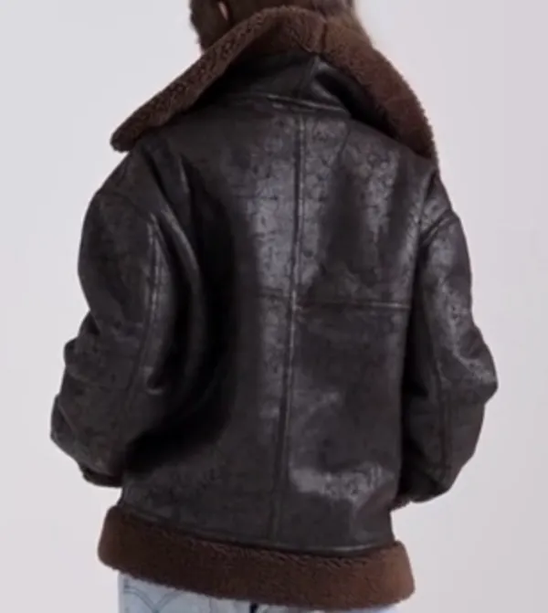 NWT House of CB Brown Vegan Shearling Aviator Jacket Women's Size: L+ - Image 2