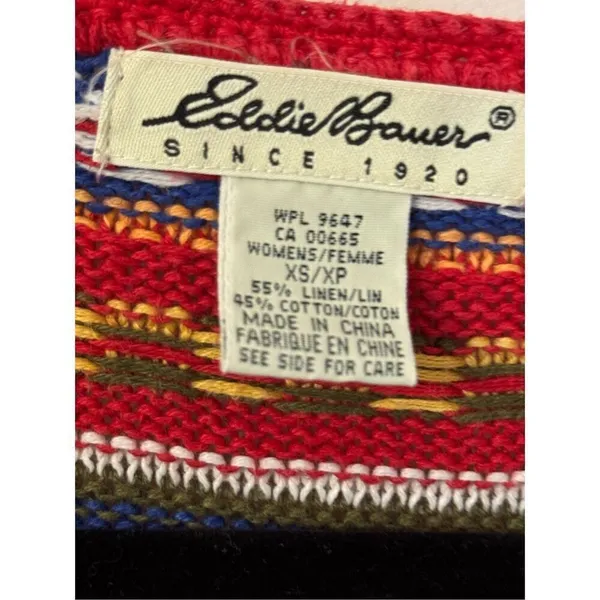 Eddie Bauer Vintage Striped Line Blend Cardigan Sweater PXS - Image 2