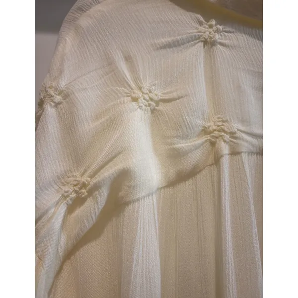Free People NWT $98 Olivia Ivory Peasant Blouse Button Down V-Neck L - Image 6