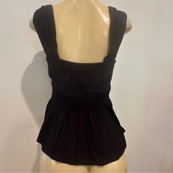 H&M Pleated Sleeveless Top Sz M Black Shirt Smocked H M HM - Image 4
