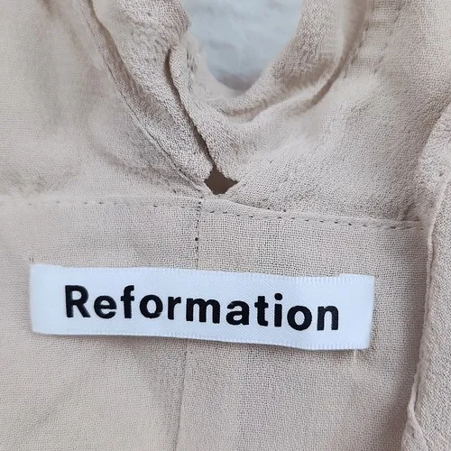 Reformation Peppermint Dress maxi gown Champagne‎ Blush Nude Ruffled Wrap Medium - Image 7