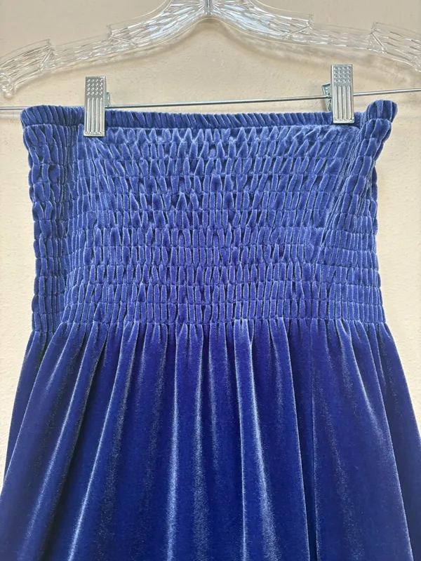 Frenchi Blue Velvet Strapless Mini Dress Small Homecoming Party Coquette - Image 3