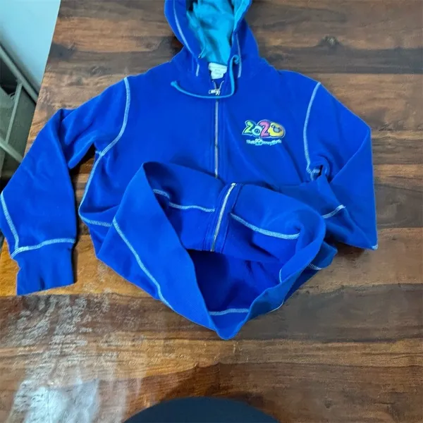 Disney Parks 2020 Walt Disney World Blue Full Zip Hoodie Mickey Donald Medium - Image 7