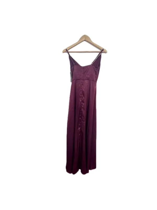 Lulus Burgundy Satin Maxi Dress Size XS NWT Wedding Pom Concert Party Pom - Image 5